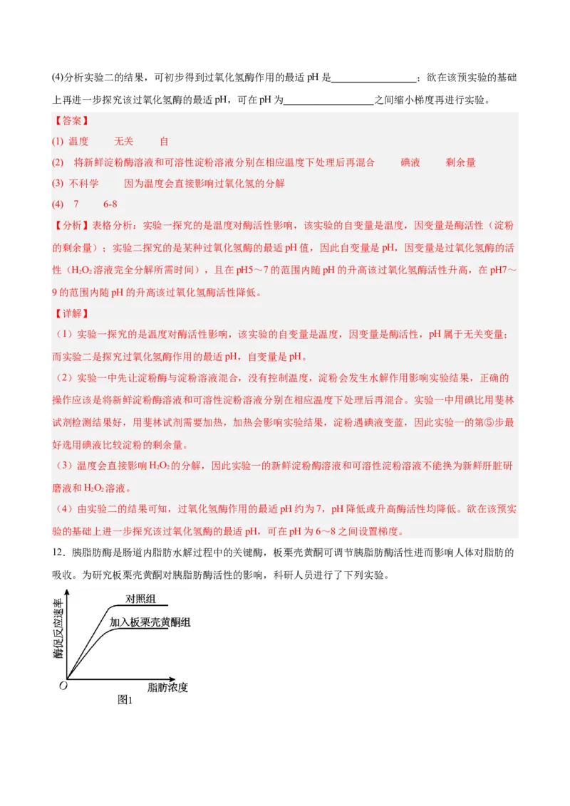 考点通关卷08酶和ATP（解析版）_新高考复习资料_2025年新高考资料_2025年高考生物一轮复习考点通关卷（新高考通用）