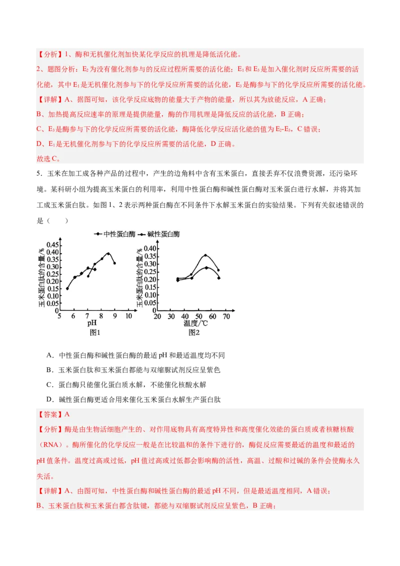 考点通关卷08酶和ATP（解析版）_新高考复习资料_2025年新高考资料_2025年高考生物一轮复习考点通关卷（新高考通用）