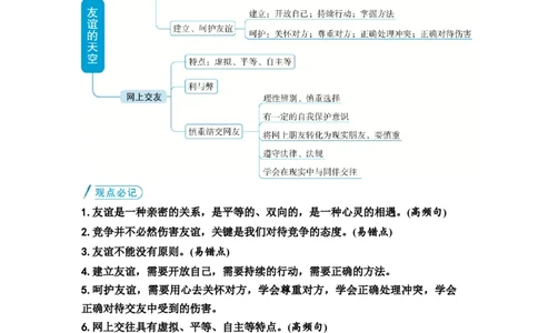 中考道德与法治复习教材知识梳理七年级上册第二单元友谊的天空教案_9道法中考复习_2026年中考复习（更新中）_2026年道德与法治中考一轮复习知识梳理+主题突破教案