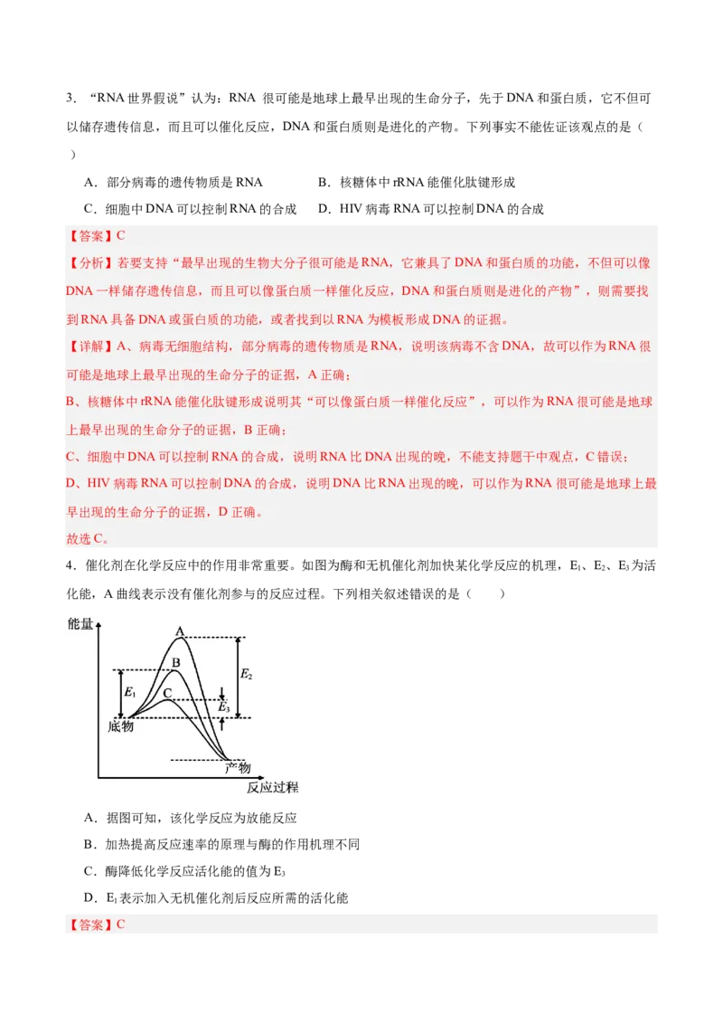 考点通关卷08酶和ATP（解析版）_2025年新高考资料_一轮复习_2025年高考生物一轮复习考点通关卷（新高考通用）_考点通关卷08酶和ATP-2025年高考生物一轮复习考点通关卷（新高考通用）