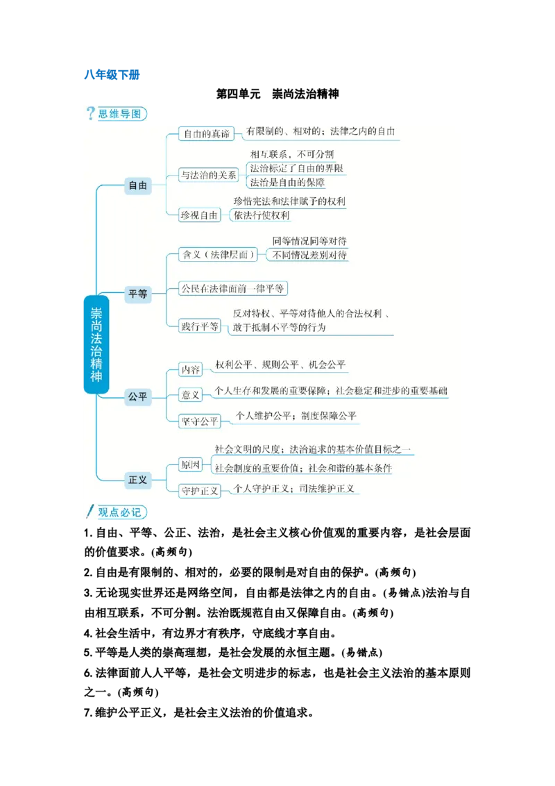 中考道德与法治复习八年级下册第四单元崇尚法治精神教案_9道法中考复习_2026年中考复习（更新中）_2026年道德与法治中考一轮复习知识梳理+主题突破教案
