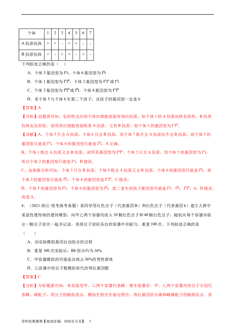 考点通关卷15基因的分离定律（解析版）_新高考复习资料_2024年新高考复习资料_一轮复习资料_完2024年高考生物一轮复习考点通关卷（新高考）_考点通关卷15基因的分离定律