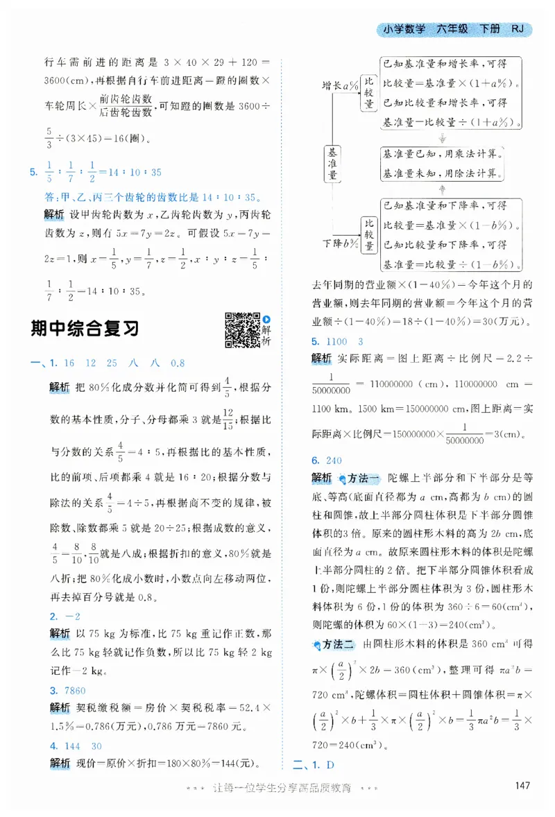 53天天练6下RJ答案_26春53小学系列合集_1-6年级数学下册人教版《53天天练》_53天天练人教数学6下