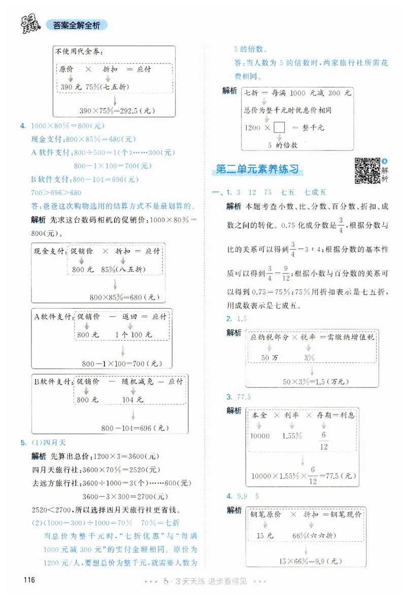 53天天练6下RJ答案_26春53小学系列合集_1-6年级数学下册人教版《53天天练》_53天天练人教数学6下
