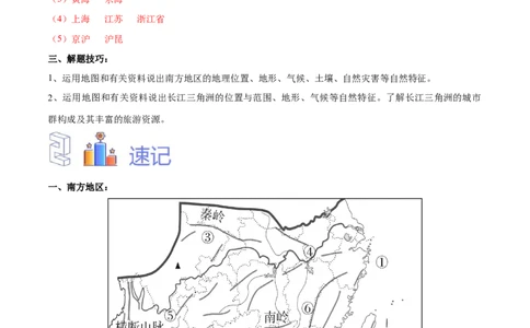 专题27南方地区和长江三角洲-备战2024年中考地理识图速记手册与变式演练（全国通用）（解析版）_7地理中考复习_2024年中考复习资料_专项复习资料_答案解析版