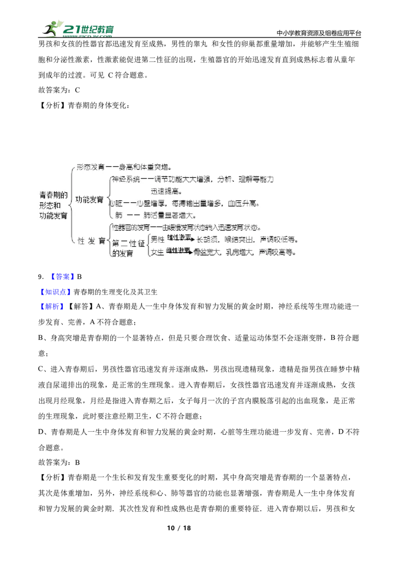 人教版2023届中考一轮复习专用训练卷&mdash;专题10人的生殖（含解析）_6生物中考复习_2023年中考复习资料_一轮复习_人教版2023届中考生物一轮复习专用训练卷