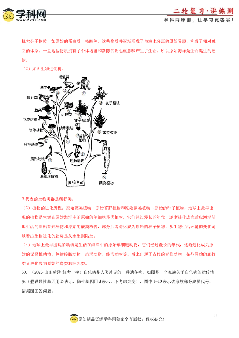 主题06遗传与进化（解析版）_6生物中考复习_2023年中考复习资料_二轮复习_2023年中考生物二轮复习讲练测_主题06遗传与进化（测试）-2023年中考生物二轮复习讲练测_38974351