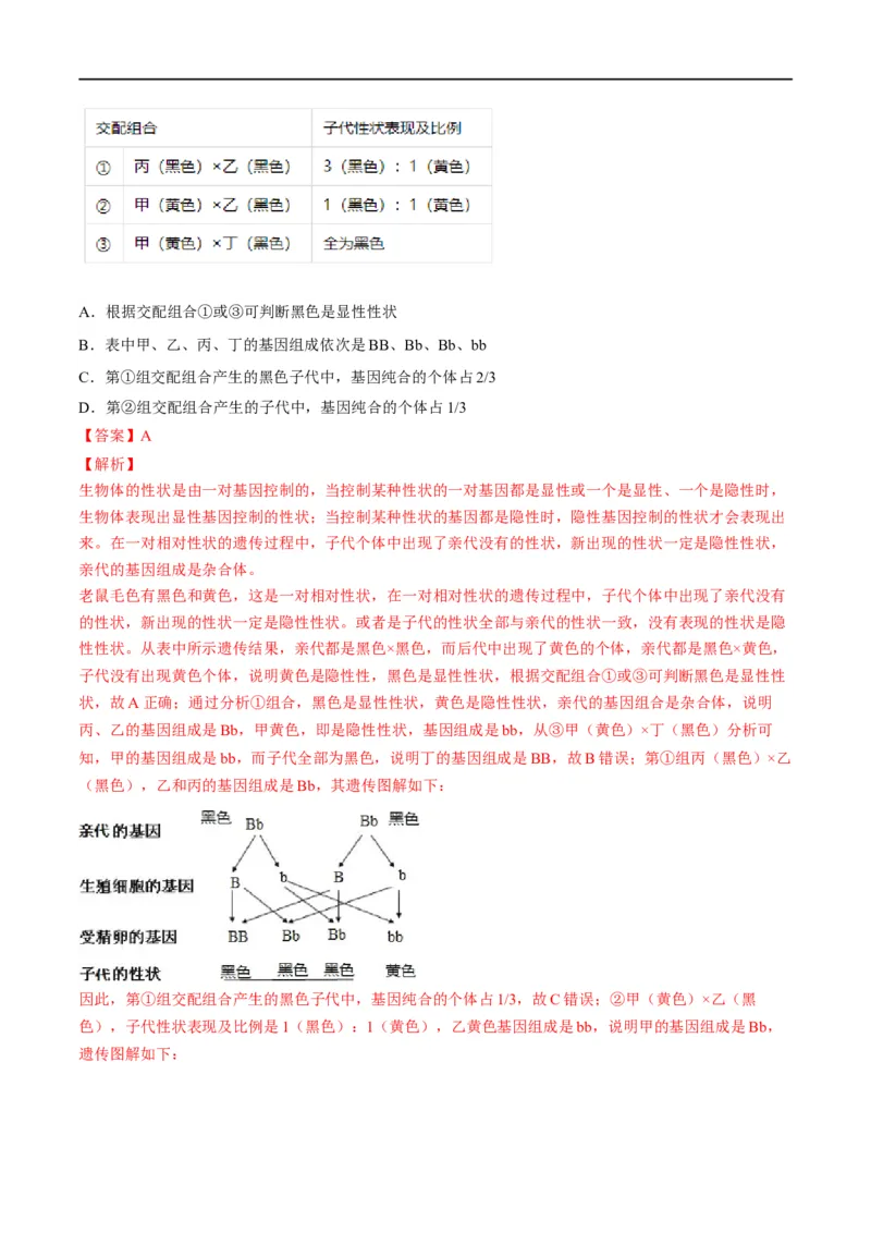 专题20生物的遗传和变异（解析版）_6生物中考复习_2023年中考复习资料_一轮复习_2023年中考生物一轮复习讲练测_专题20生物的遗传和变异（专题精练）-2023年中考生物一轮复习讲练测