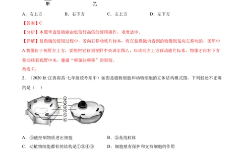 主题01生物体的结构层次（解析版）_6生物中考复习_2023年中考复习资料_二轮复习_2023年中考生物二轮复习讲练测_主题01生物体的结构层次（测试）-2023年中考生物二轮复习讲练测_38804184