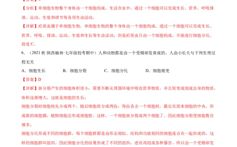 主题01生物体的结构层次（解析版）_6生物中考复习_2023年中考复习资料_二轮复习_2023年中考生物二轮复习讲练测_主题01生物体的结构层次（测试）-2023年中考生物二轮复习讲练测_38804184
