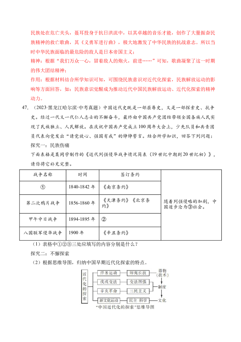 专题34中国近代史&middot;综合题（全国通用）（原卷版）_8历史中考复习_2026年中考复习（更新中）_好题汇编三年（2023-2025）中考历史真题分类汇编（全国通用）