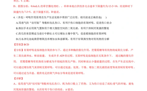 考点05细胞呼吸与光合作用-2022年高考生物一轮复习小题多维练（新高考专用）（解析版）_新高考复习资料_2022年新高考复习资料