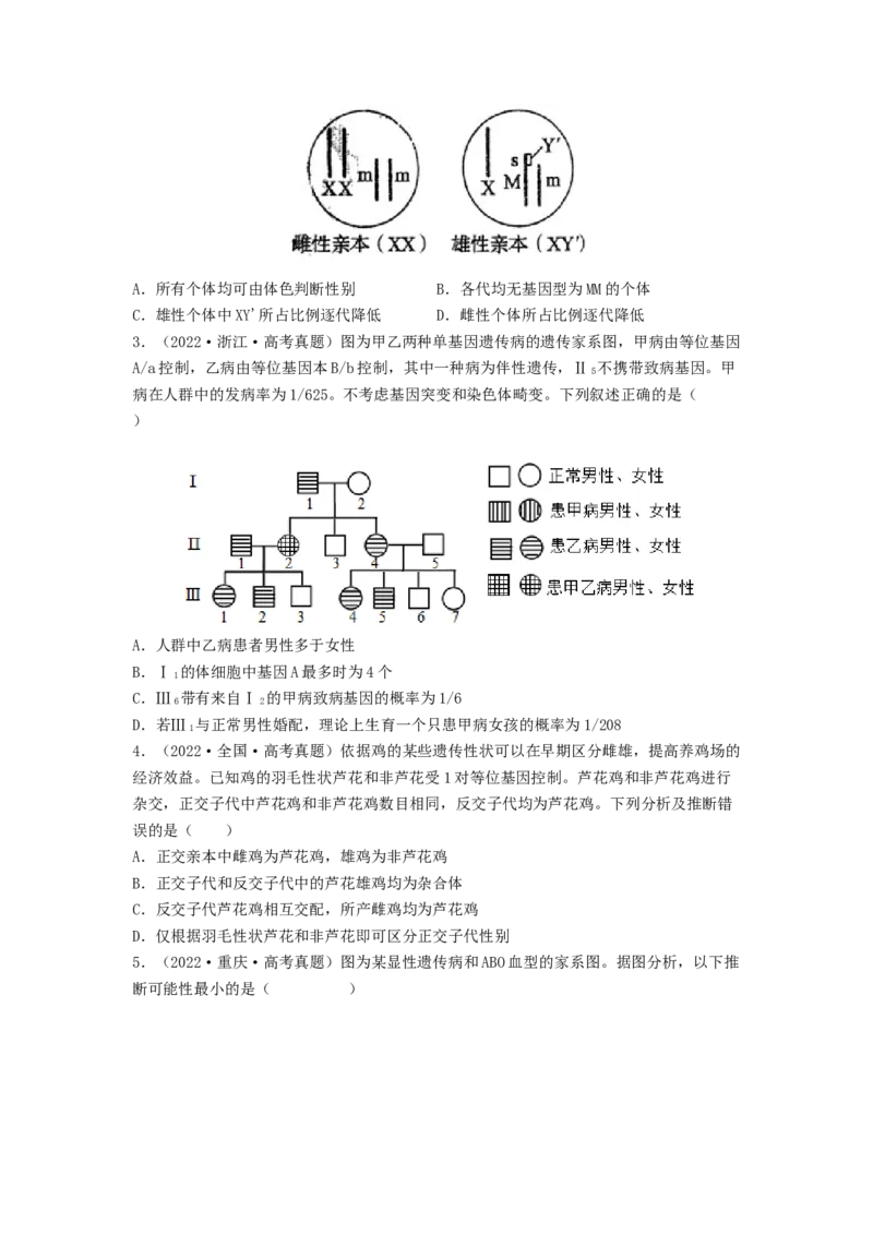 考点17伴性遗传和人类遗传病（原卷版）_通用版（老高考）复习资料_2023年复习资料_一轮复习_2023年高考生物一轮复习讲练测（全国通用）