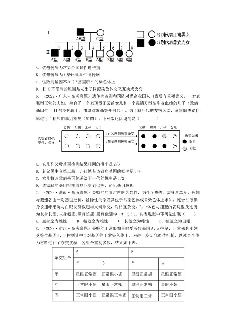 考点17伴性遗传和人类遗传病（原卷版）_通用版（老高考）复习资料_2023年复习资料_一轮复习_2023年高考生物一轮复习讲练测（全国通用）
