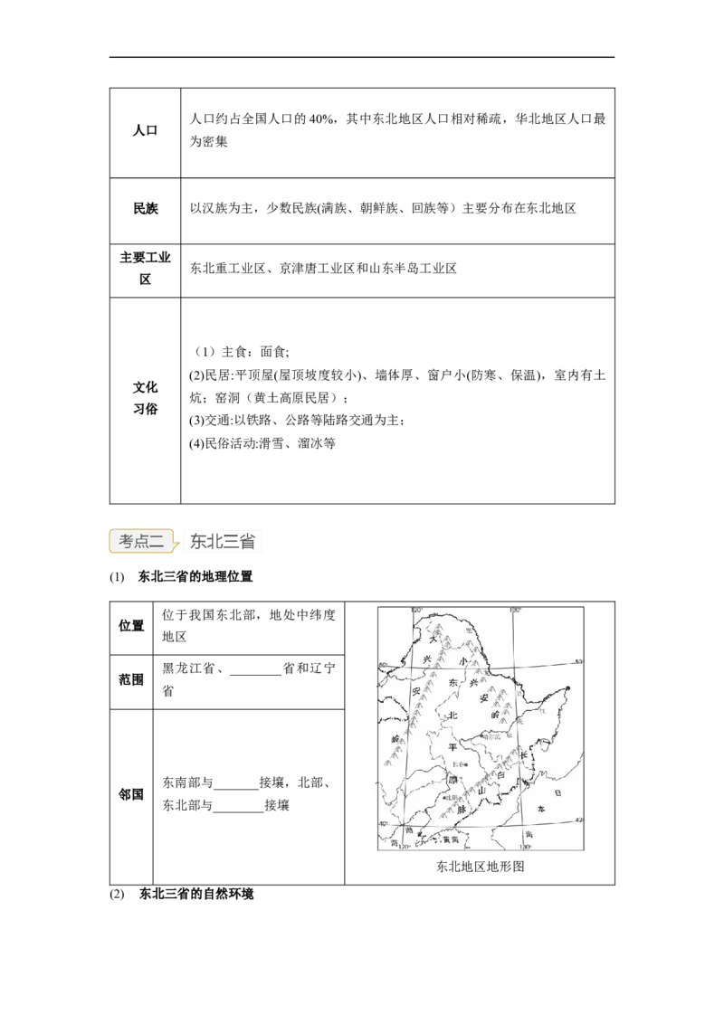 专题21北方地区和南方地区（讲义）（原卷版）-2023年中考地理一轮复习讲练测_7地理中考复习_2023年中考复习资料_一轮复习_2023年中考地理一轮复习讲练测