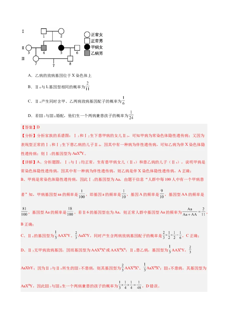 考点通关卷18遗传综合（解析版）_2025年新高考资料_一轮复习_2025年高考生物一轮复习考点通关卷（新高考通用）_考点通关卷18遗传综合-2025年高考生物一轮复习考点通关卷（新高考通用）