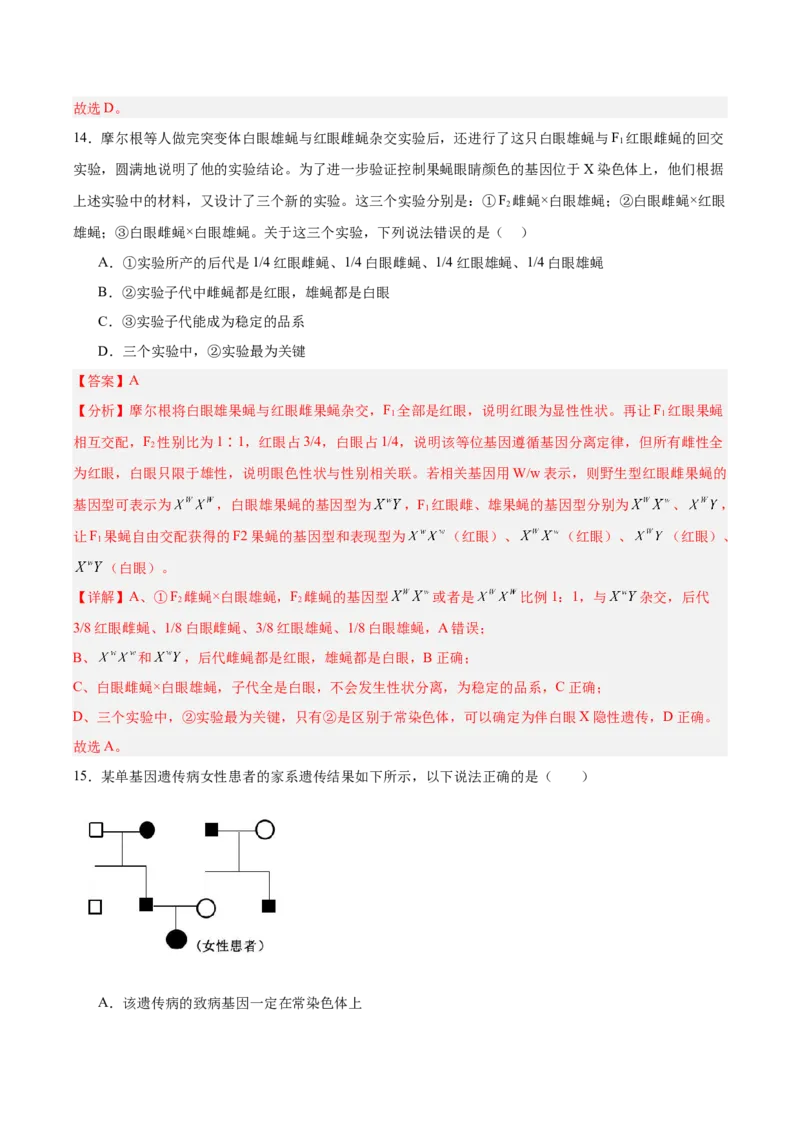 考点通关卷18遗传综合（解析版）_2025年新高考资料_一轮复习_2025年高考生物一轮复习考点通关卷（新高考通用）_考点通关卷18遗传综合-2025年高考生物一轮复习考点通关卷（新高考通用）