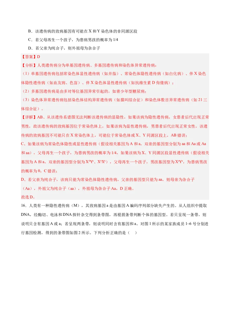 考点通关卷18遗传综合（解析版）_2025年新高考资料_一轮复习_2025年高考生物一轮复习考点通关卷（新高考通用）_考点通关卷18遗传综合-2025年高考生物一轮复习考点通关卷（新高考通用）