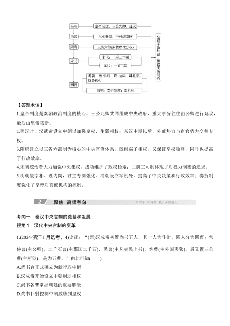 专题一　制度演进&mdash;&mdash;中国古代的政治制度无答案_8历史中考复习_2026年中考复习（更新中）_高频考点2026年高考历史二轮专题复习学案