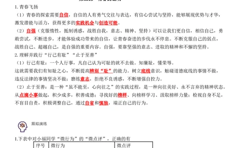 专题05：青春时光（背诵清单+跟踪训练）（教师版）_9道法中考复习_2023年中考复习资料_一轮复习_2023年中考道德与法治一轮大单元复习过过过（部编版）