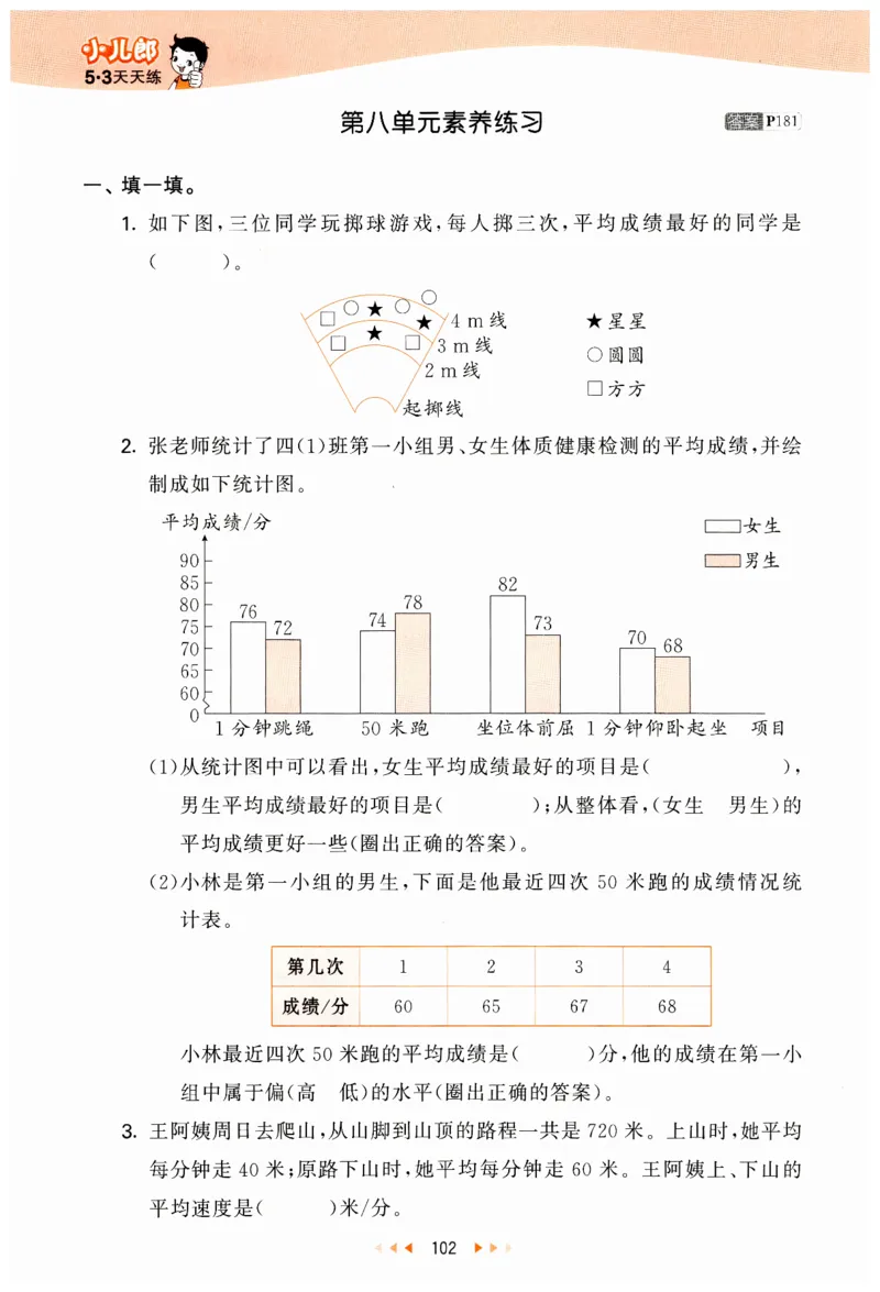 53天天练小学数学四年级下册RJ_26春53小学系列合集_1-6年级数学下册人教版《53天天练》_53天天练人教数学4下
