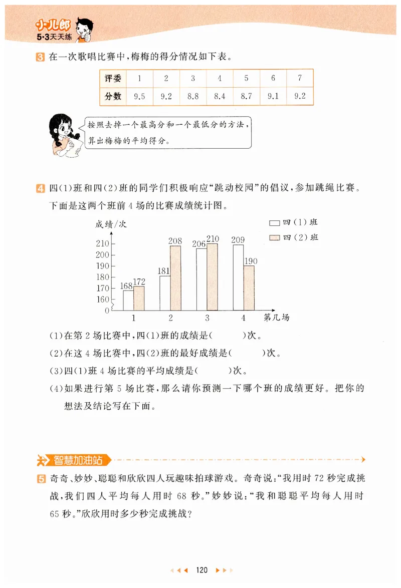 53天天练小学数学四年级下册RJ_26春53小学系列合集_1-6年级数学下册人教版《53天天练》_53天天练人教数学4下