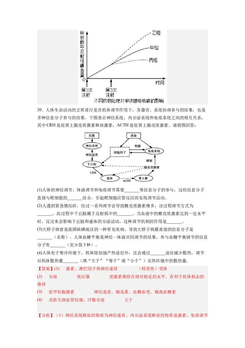 考点26体液调节（解析版）_通用版（老高考）复习资料_2023年复习资料_一轮复习_2023年高考生物一轮复习讲练测（全国通用）