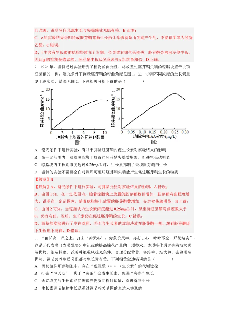 考点28植物生命活动的调节（解析版）_通用版（老高考）复习资料_2023年复习资料_一轮复习_2023年高考生物一轮复习讲练测（全国通用）
