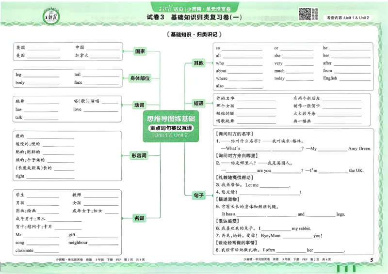三下英语人教_2026春季学期_王朝霞2026版《单元活页卷》（语数英）（1-6下）_英语26春人教pep