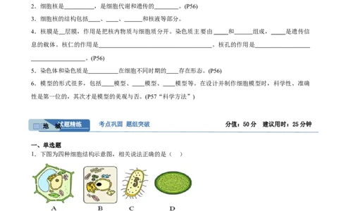 考点通关卷05细胞膜和细胞核（原卷版）_新高考复习资料_2024年新高考复习资料_一轮复习资料_完2024年高考生物一轮复习考点通关卷（新高考）_考点通关卷05细胞膜和细胞核