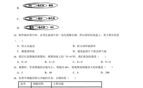 人教版2023届中考一轮复习专用训练卷&mdash;专题3细胞是生命活动的基本单位（二）（含解析）_6生物中考复习_2023年中考复习资料_一轮复习_人教版2023届中考生物一轮复习专用训练卷