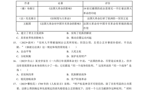 专题25资本主义制度的初步确立（原卷版）_8历史中考复习_2024年中考复习资料_一轮复习资料_❤历史备战2024年中考历史一轮复习考点帮（部编版）_配套练习