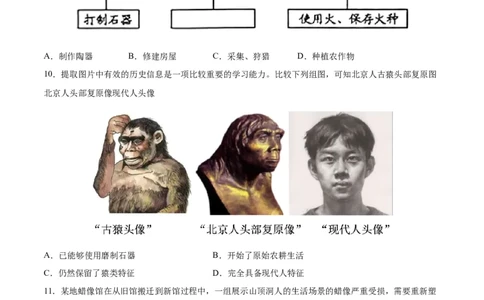专题突破卷01史前时期：中国境内早期人类和文明起源（原卷版）_8历史中考复习_2024年中考复习资料_一轮复习资料_2024年中考历史一轮复习考点通关卷（部编版）_专题突破卷