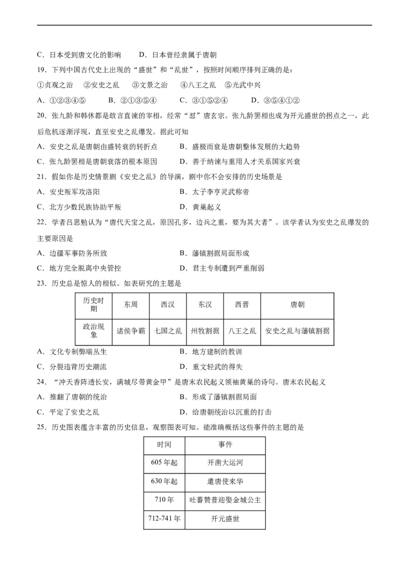 专题突破卷05隋唐时期：繁荣与开发的时代（原卷版）_8历史中考复习_2024年中考复习资料_一轮复习资料_2024年中考历史一轮复习考点通关卷（部编版）_专题突破卷