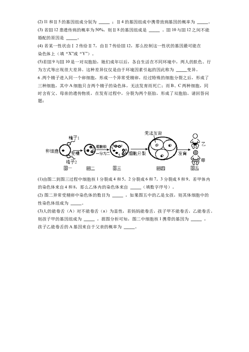 专题23生物的遗传和变异（原卷版）_6生物中考复习_2024年中考复习资料_一轮复习资料_完精准复习课件精讲ppt+习题精练备战2024年中考生物一轮复习全考点通关_配套练习