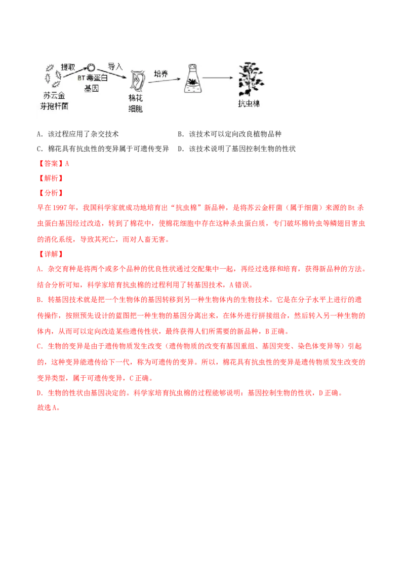 专题18生物的遗传和变异（解析版）_6生物中考复习_2023年中考复习资料_专项复习_2023年中考生物总复习真题探究与变式训练（全国通用）