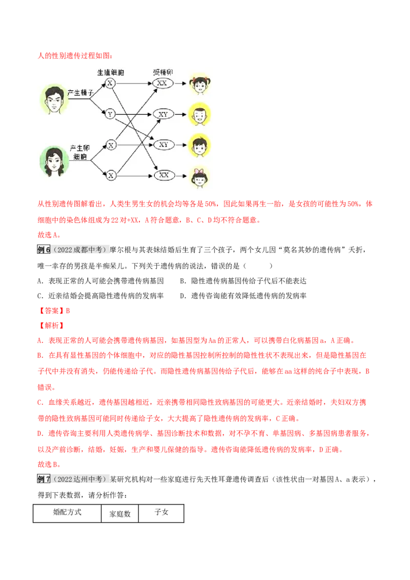 专题18生物的遗传和变异（解析版）_6生物中考复习_2023年中考复习资料_专项复习_2023年中考生物总复习真题探究与变式训练（全国通用）