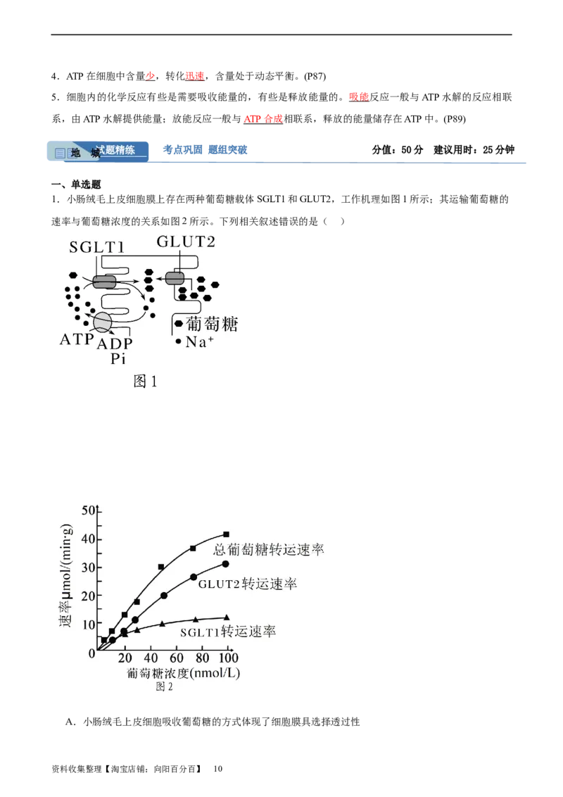 考点通关卷08酶和ATP（解析版）_新高考复习资料_2024年新高考复习资料_一轮复习资料_完2024年高考生物一轮复习考点通关卷（新高考）_考点通关卷08酶和ATP