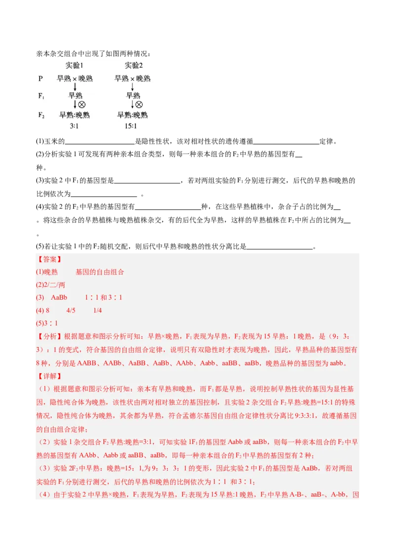 考点通关卷16基因的自由组合定律（解析版）_2025年新高考资料_一轮复习_2025年高考生物一轮复习考点通关卷（新高考通用）