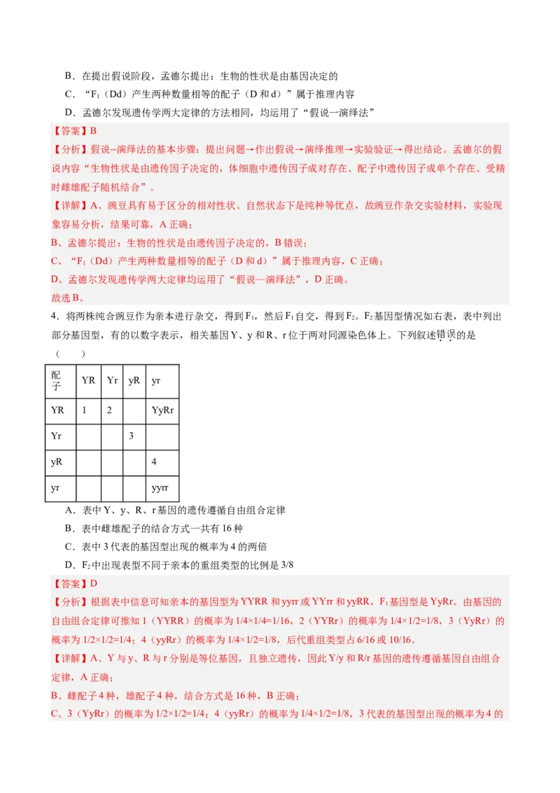 考点通关卷16基因的自由组合定律（解析版）_2025年新高考资料_一轮复习_2025年高考生物一轮复习考点通关卷（新高考通用）