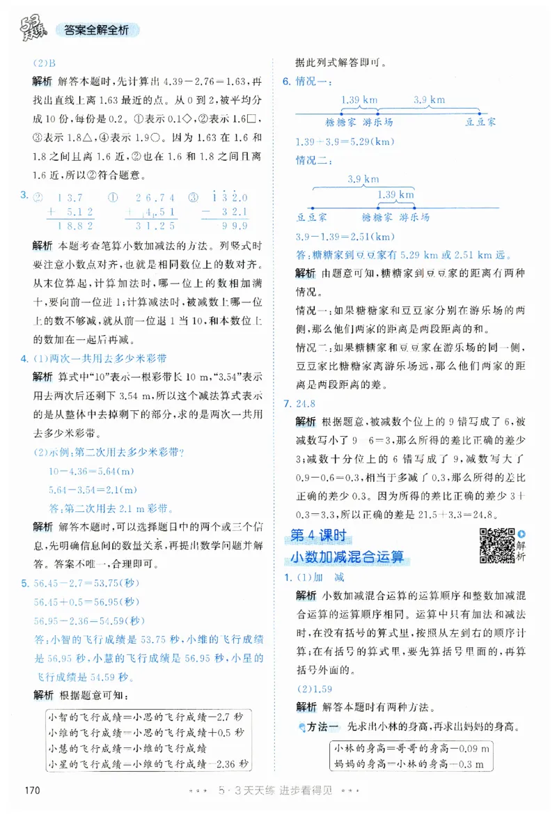 53天天练小学数学四年级下册RJ答案_26春53小学系列合集_1-6年级数学下册人教版《53天天练》_53天天练人教数学4下