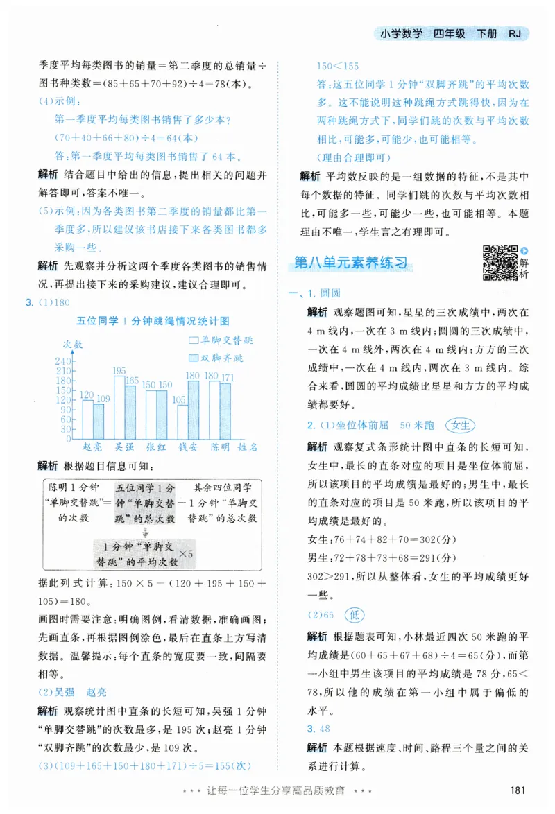 53天天练小学数学四年级下册RJ答案_26春53小学系列合集_1-6年级数学下册人教版《53天天练》_53天天练人教数学4下
