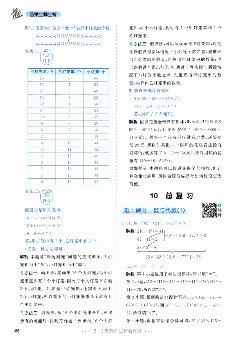 53天天练小学数学四年级下册RJ答案_26春53小学系列合集_1-6年级数学下册人教版《53天天练》_53天天练人教数学4下
