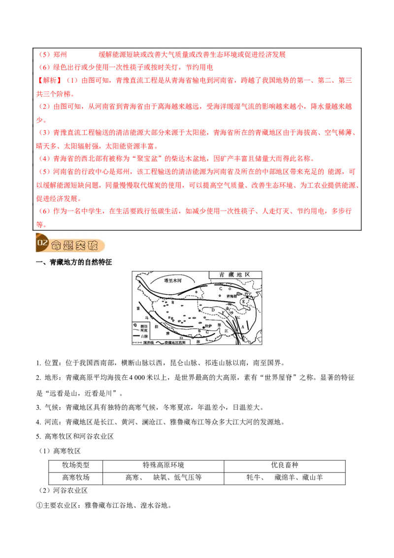 专题19青藏地区-2023年中考地理总复习真题探究与变式训练（全国通用）（解析版）_7地理中考复习_2023年中考复习资料_专项复习_2023年中考地理总复习真题探究与变式训练（全国通用）