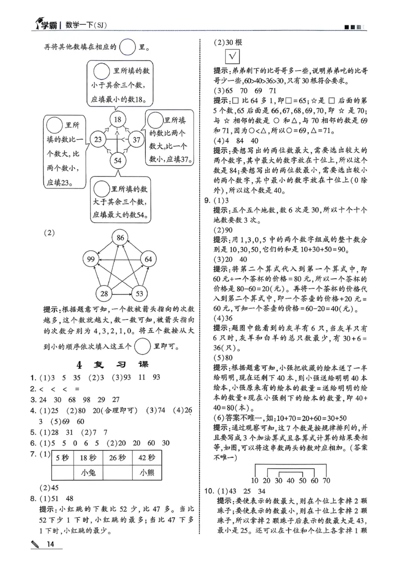 一下五星学霸苏教答案解析_2026春季学期_26春五星学霸_数学《五星学霸》苏教26春_26春《五星学霸》数学苏教1下