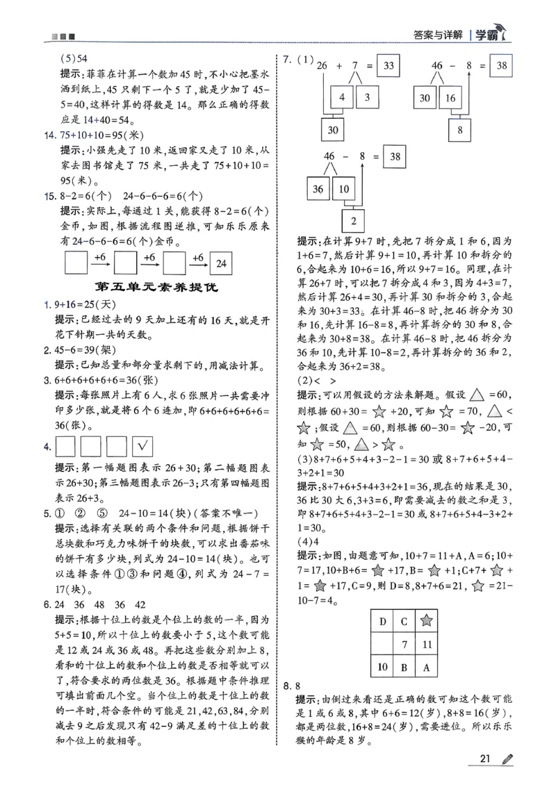 一下五星学霸苏教答案解析_2026春季学期_26春五星学霸_数学《五星学霸》苏教26春_26春《五星学霸》数学苏教1下