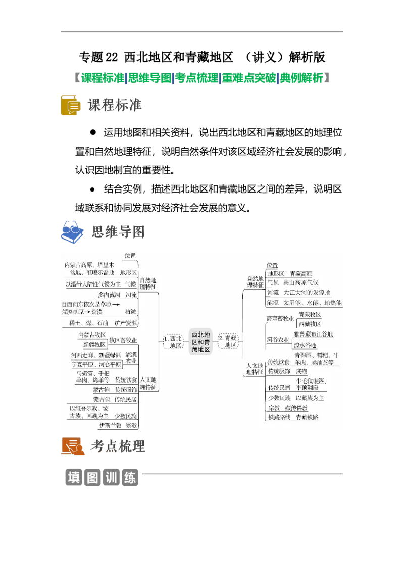 专题22西北地区和青藏地区（讲义）（解析版）-2023年中考地理一轮复习讲练测_7地理中考复习_2023年中考复习资料_一轮复习_2023年中考地理一轮复习讲练测