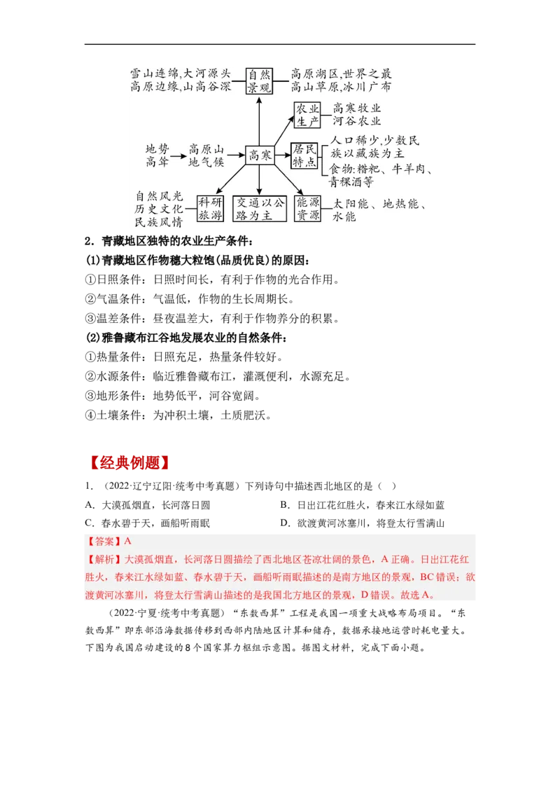 专题22西北地区和青藏地区（讲义）（解析版）-2023年中考地理一轮复习讲练测_7地理中考复习_2023年中考复习资料_一轮复习_2023年中考地理一轮复习讲练测