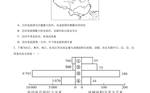 专题19中国的河流和自然灾害（梯级进阶练）（原卷版）_7地理中考复习_2024年中考复习资料_一轮复习资料_❤2024年中考地理一轮复习讲练测（全国通用）_配套练习