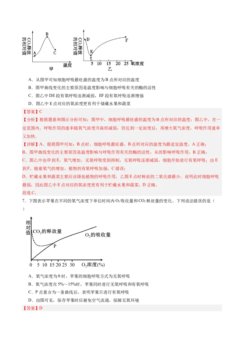 考点通关卷09细胞呼吸（解析版）_2025年新高考资料_一轮复习_2025年高考生物一轮复习考点通关卷（新高考通用）_考点通关卷09细胞呼吸-2025年高考生物一轮复习考点通关卷（新高考通用）